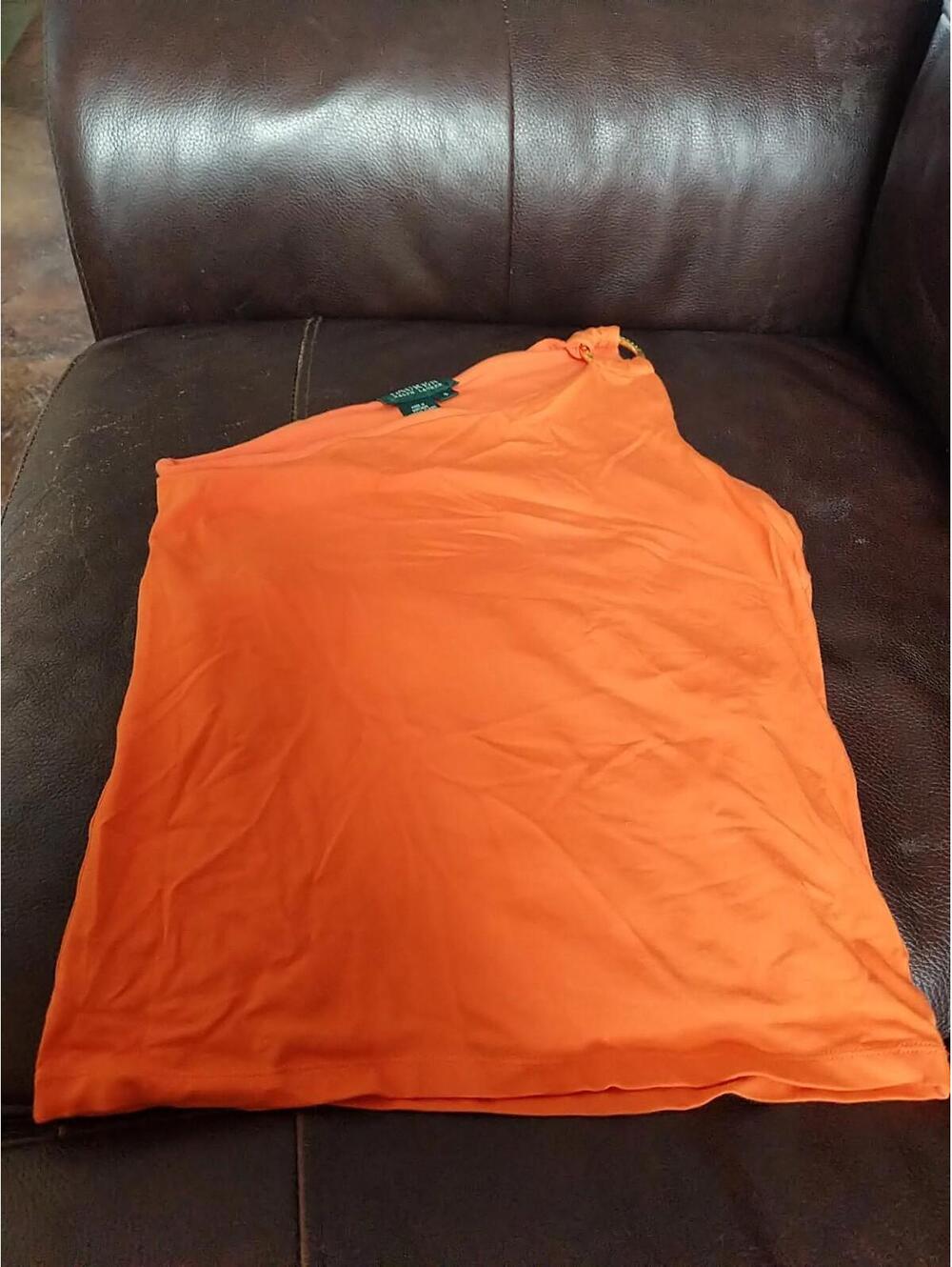 Lauren Single Shoulder Sleeveless Shirt Neon Orange